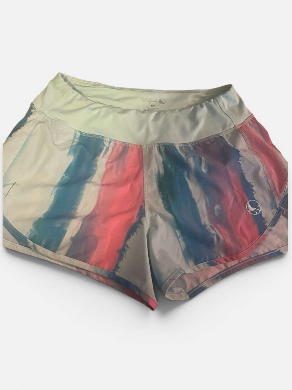Reel Legends Women's Multicolor Stripe Athletic Shorts - Teal & Coral